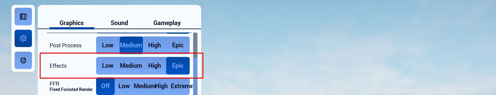 The new setting in the menu