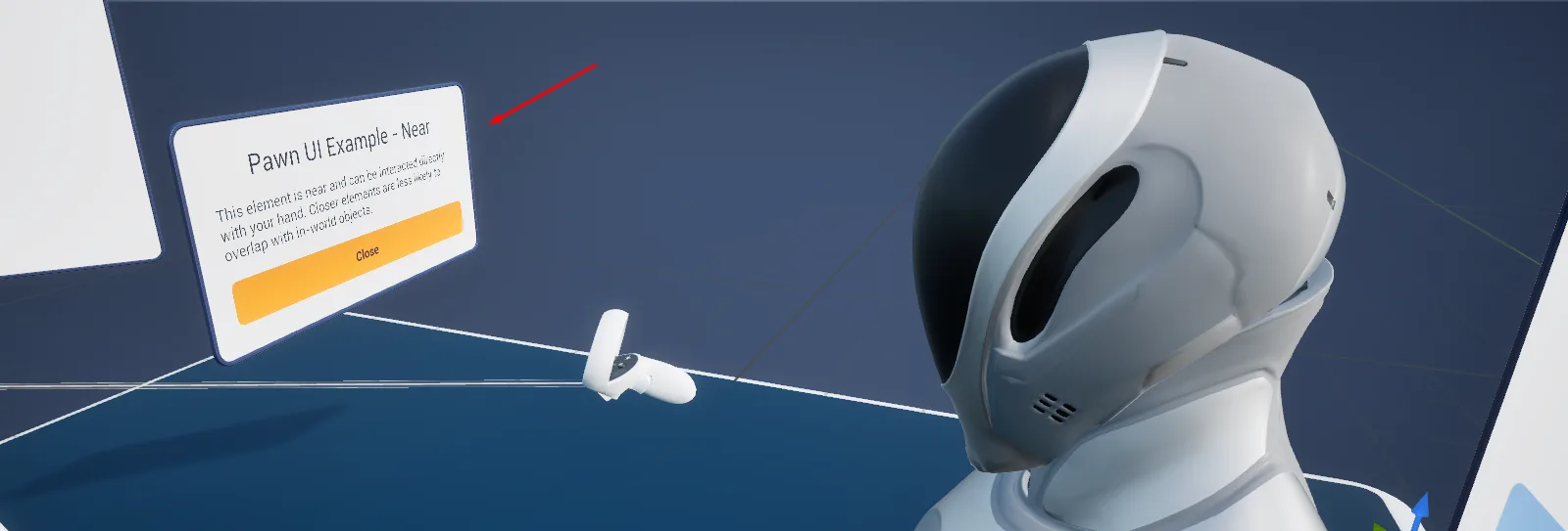 A body-locked panel at the nearer of its two configured distances