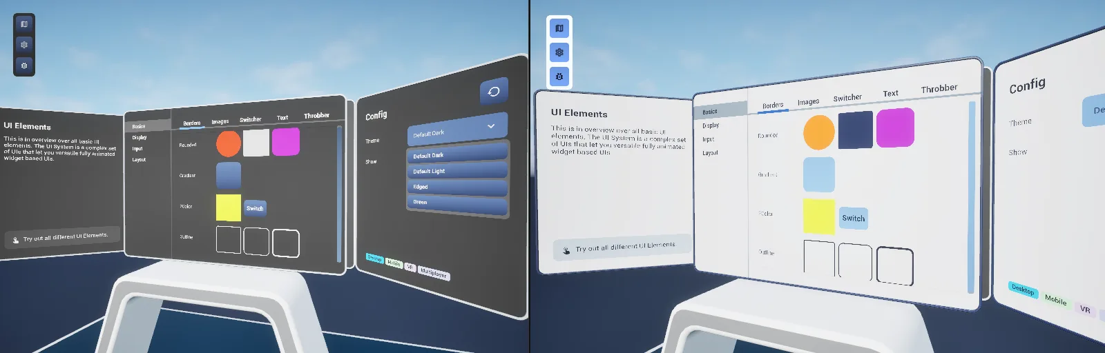 The same screen under two themes