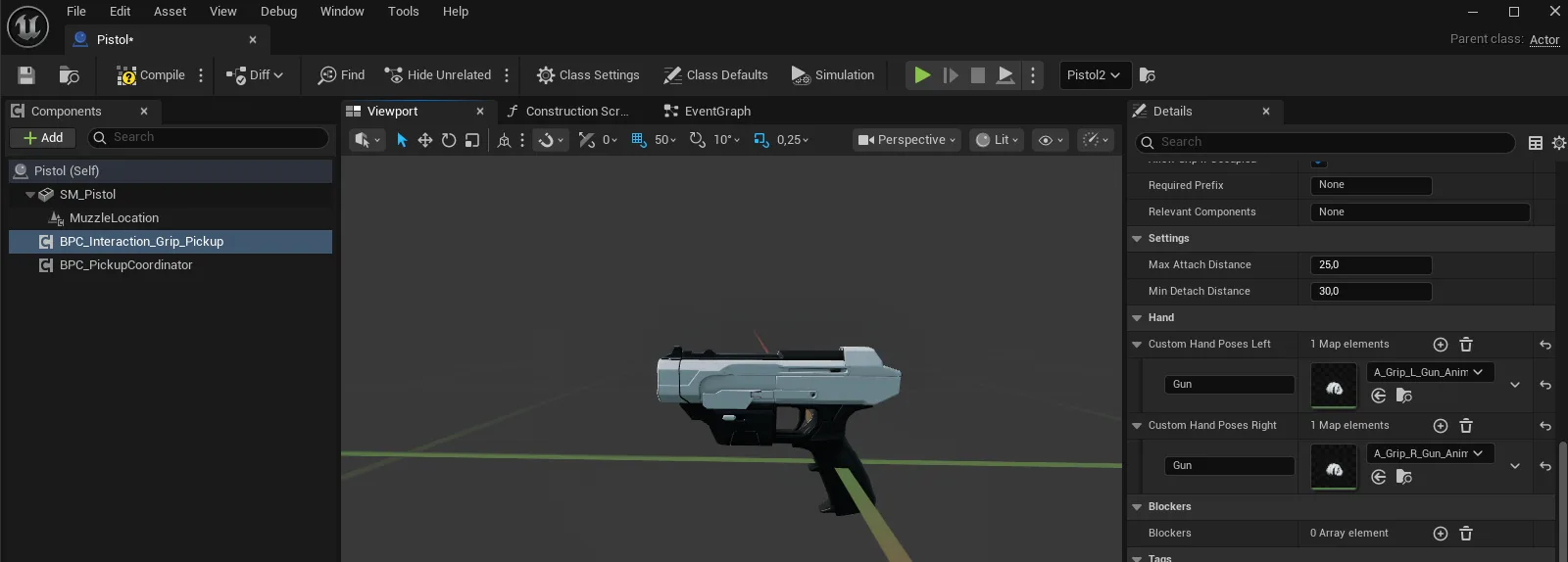 The custom pose applied to the held object