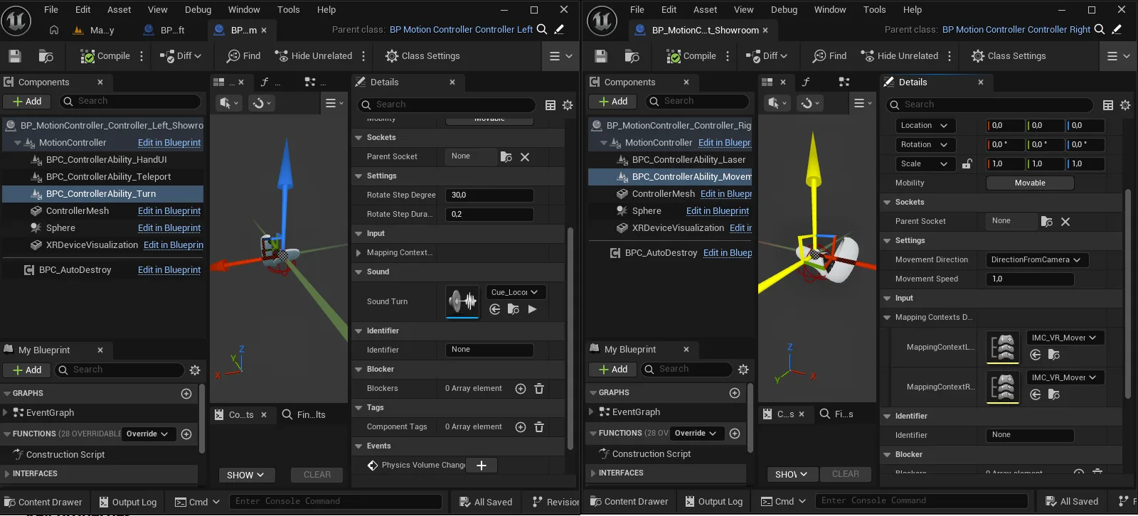The pawn mid-turn, snap-turn indicator on screen