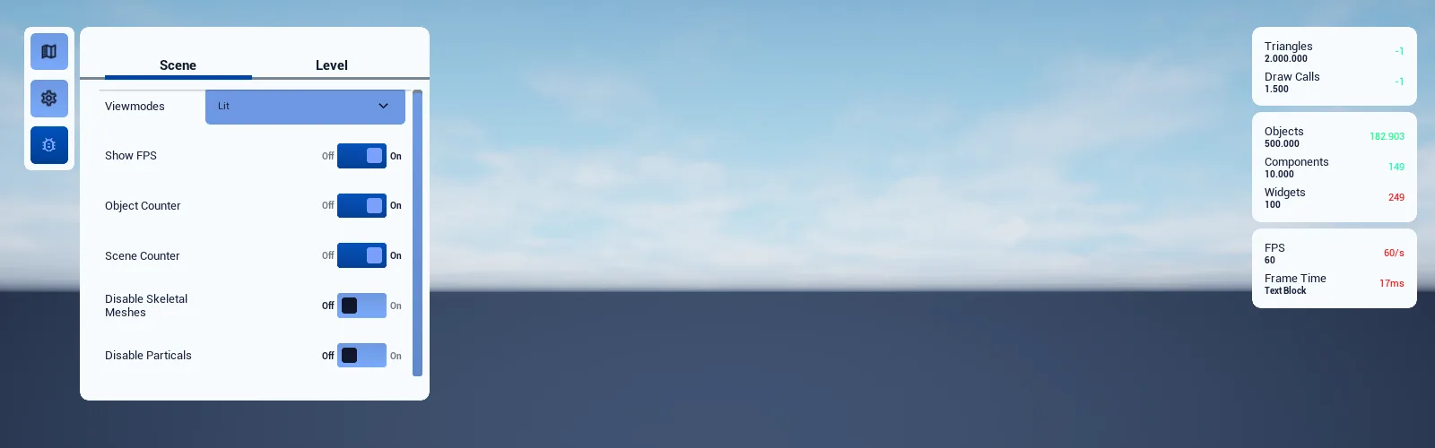 The debug overlay in play